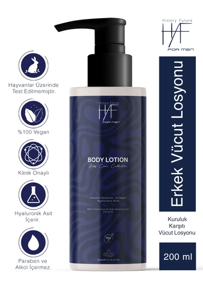 History And Future Nemlendirici Canlandırıcı Onarıcı Sıkılaştırıcı Kuruluk Karşıtı Erkek Vücut Losyonu 200 ml ürün görseli 1
