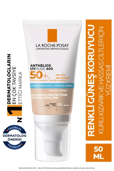 LA ROCHE POSAY Anthelios Uvmune SPF+50 Hassas Ciltler İçin Yüksek Korumalı Renkli Yüz Güneş Kremi 3337875797689 ürün görseli 1