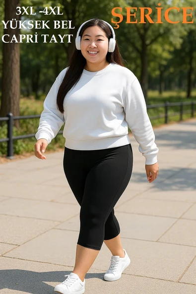 Kadın Büyük Beden 1. Kalite Likralı Kapri Tayt ( 3XL - 4XL  ) ürün görseli 1