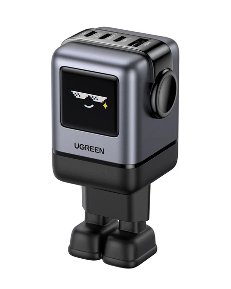 UGREEN Nexode Uno 100W Robot GaN Hızlı Şarj Cihazı 3xUSB-C, 1xUSB-A, Gri, 45515B ürün görseli 1
