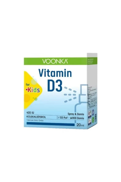 VOONKA Vitamin D3 For Kids 400 IU Sprey & Damla 20 Ml ürün görseli 1