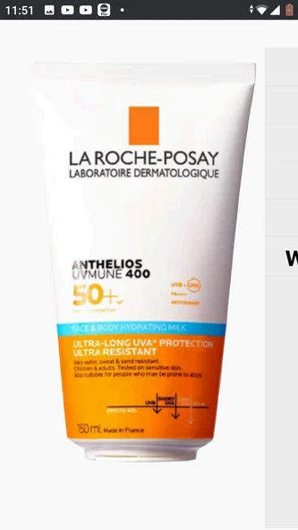 La Roche Posay Anthelios UVMune 400 Face Body Hydrating Milk 150 ml ürün görseli 1