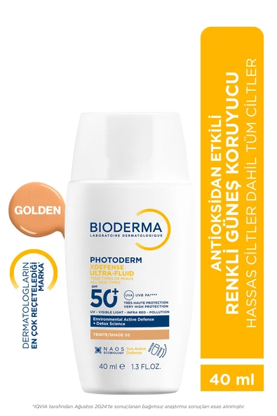 BIODERMA Photoderm XDefense Spf50+ Tüm Cilt Tipleri Antioksidan Etkili Renkli Güneş Kremi Golden 40 ml 3701129813645 ürün görseli 1