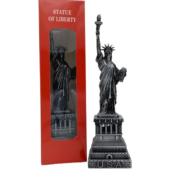 Metal Özgürlük Heykeli Gümüş Vintage Dekor USA 25cm ürün görseli 1