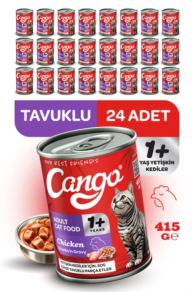 Cango Yetişkin Yaş Kedi Maması Tavuklu 415Gr 24Lü ürün görseli 1