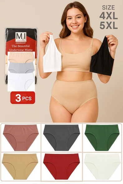 Kadın Külot Büyük Beden  1. Kalite 4XL ve 5XL (GRİ - BEYAZ - SİYAH) ürün görseli 1