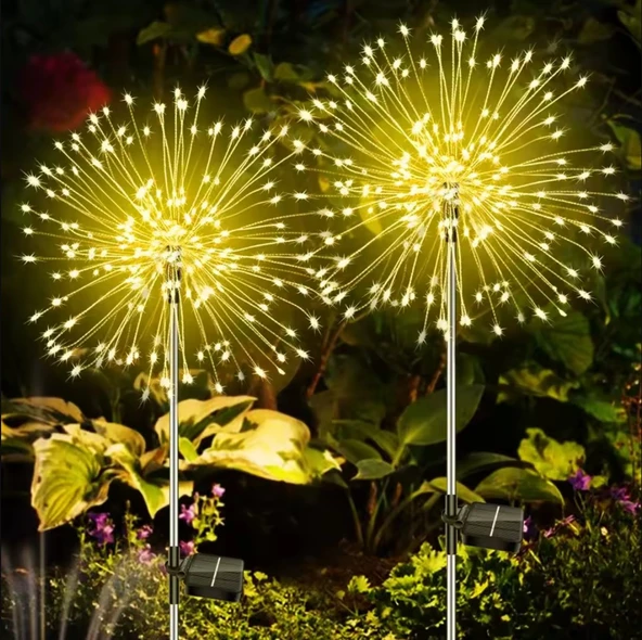 SOLAR 200 LED SARI RENK HAVAİ FİŞEK LED BAHÇE AYDINLATMA SOLAR BAHÇE SÜSÜ SGE1003 ürün görseli 1