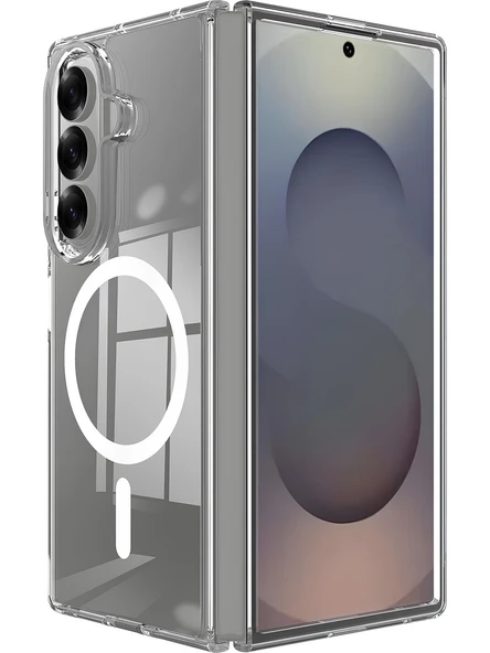 Galaxy Z Fold 7 Mika Sararmaz Şeffaf Sert Magsafe Kılıf ürün görseli 1