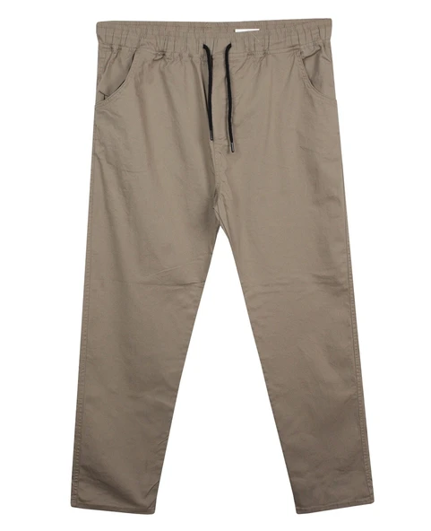 Erkek 118 -156 Kilo Arası İçin Uygun Lastikli Paça Bağcıklı Battal Boy Gabardin Pantolon Bej ürün görseli 1