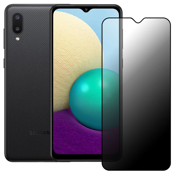 Samsung Galaxy A02 Hayalet Privacy Gizli Cam Ekran Koruyucu Siyah ürün görseli 1
