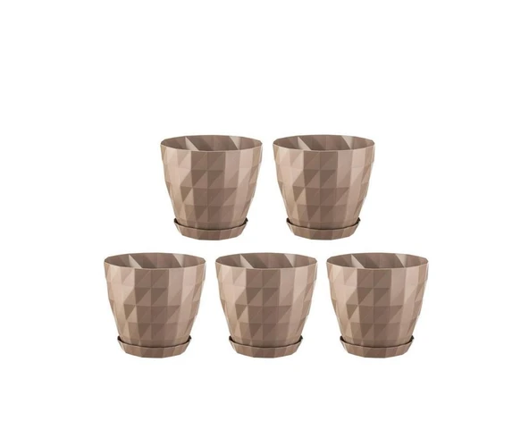 Omnipazar SO-KRT1 Dekoratif Kristal Saksı Takımı 0.6 Lt Mocha 5 Adet ürün görseli 1