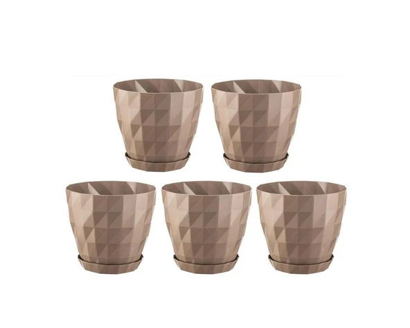 Omnipazar SO-KRT2 Dekoratif Kristal Saksı Takımı 1.15 lt Mocha 5 Adet ürün görseli 1