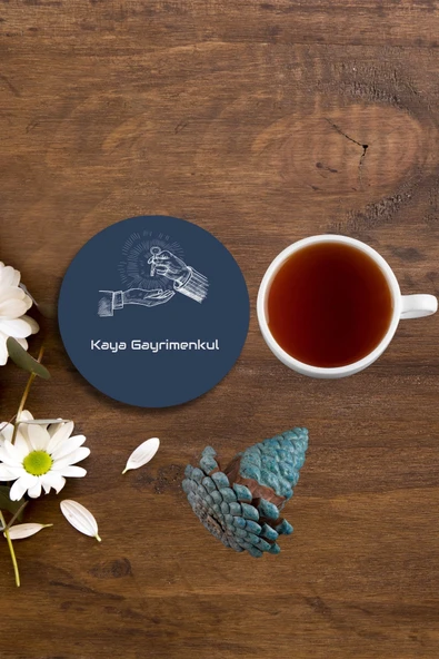 Valerine Life İsme Kişiye Firmaya Özel Emlakçı Gayrimenkul Ofisi Lacivert Çay Fincan Kupa Bardak Altlığı 6 Adet ürün görseli 1