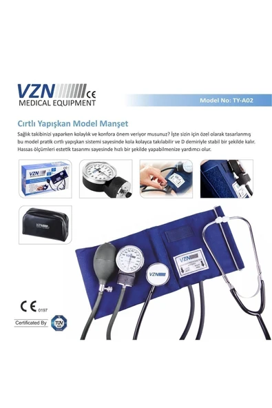 VZN VZN Manuel Tansiyon Aleti Cırtlı Manşon Steteskoplu ürün görseli 1
