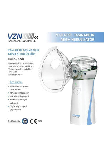 VZN VZN Taşınabilir Yeni Mesh Nebulizatör Şarjlı,kademe Ayarlanabilir 3 Kademeli(LT-N200) ürün görseli 1