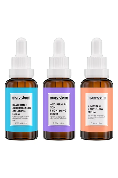 Maruderm 3'lü Fırsat Serum Seti - Leke Serumu, Hyalüronik Asit Serum, C Vitamini Serumu ürün görseli 1