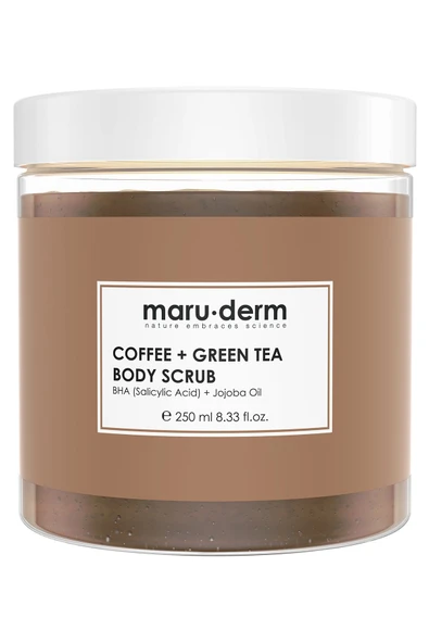 Body Scrub | Kahve + Yeşil Çay Özlü Vücut Peelingi | BHA + Jojoba Yağı 250 ML ürün görseli 1