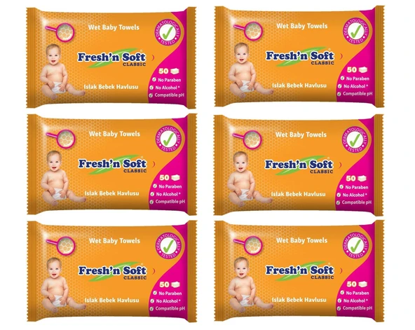 Fresh'n Soft Classic Islak Bebek Havlusu 50 Yaprak 6 Paket ürün görseli 1