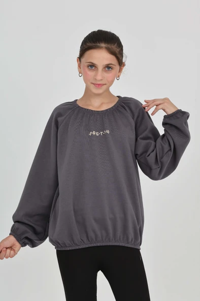 Toontoy Kız Çocuk Pretty Baskılı Sweatshirt ürün görseli 1