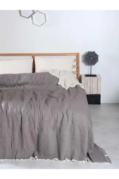 MYLASA HOME Double Face 4 Katlı Müslin Yatak Örtüsü Çift Kişilik 220x240cm ürün görseli 1