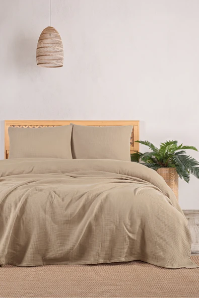 MYLASA HOME Müslin Tek Kişilik Yatak Örtüsü Seti 180 X 230 Cm, 2 Parça, Yazlık Yastık Kılıfı Ve Pike Takımı ürün görseli 1