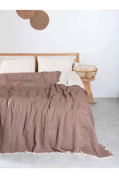 MYLASA HOME Double Face 4 Katlı Müslin Çift Taraflı Yatak Örtüsü Çift Kişilik ürün görseli 1