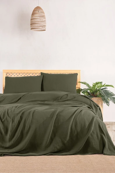 MYLASA HOME Müslin Tek Kişilik Yatak Örtüsü Seti 180 X 230 Cm, 2 Parça, Yazlık Yastık Kılıfı Ve Pike Takımı ürün görseli 1