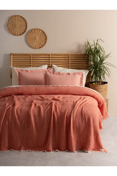MYLASA HOME Double Face Planets 4 Katlı Müslin Yatak Örtüsü Tek Kişilik 160x220cm ürün görseli 1