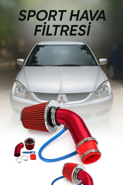 Mitsubishi Lancer Krom Borulu Spor Açık Hava Filtre Seti -Boru Çapı 7,6cm-Uzunluk 23cm ürün görseli 1
