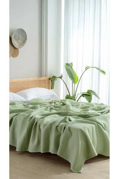 MYLASA HOME Waffle Pike Yatak Örtüsü Çift Kişilik - %100 Pamuk Hafif 4 Mevsim Havadar Yüksek Kaliteli Pikeler ürün görseli 1