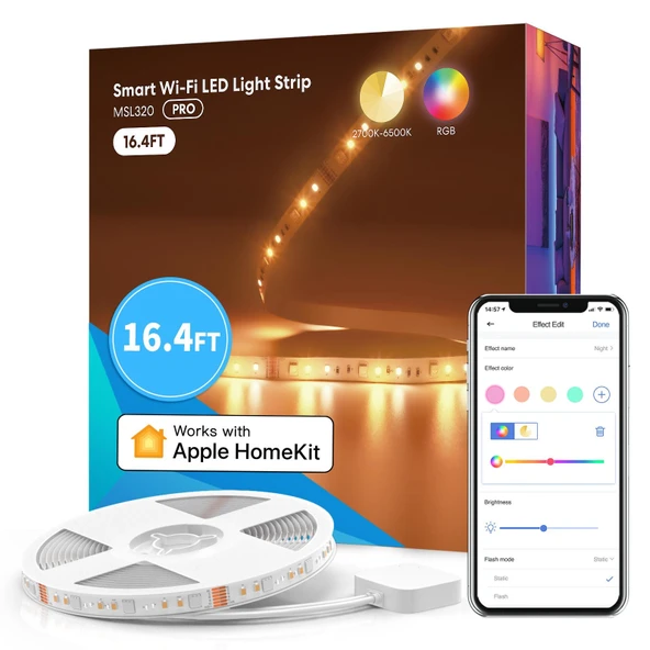Meross Akıllı Led Şerit Wi-Fi RGB 5 Metre MSL320 Pro (Apple Home Destekli) ürün görseli 1