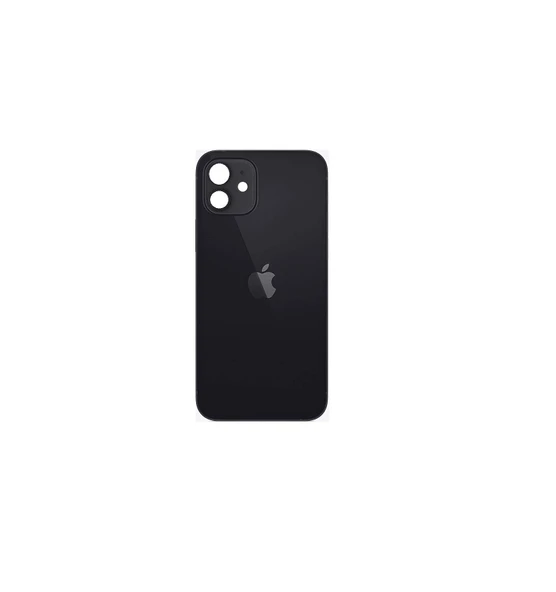 Uyumlu İphone 12 Mini Arka Kapak Lazer Kesim ( Pil Kapağı )  Cam -Siyah ürün görseli 1