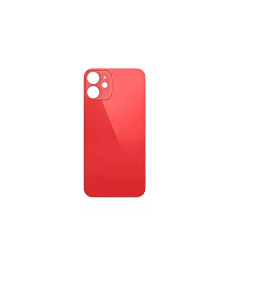 Uyumlu İphone 12 Mini Arka Kapak Lazer Kesim ( Pil Kapağı )  Cam -Kırmızı ürün görseli 1