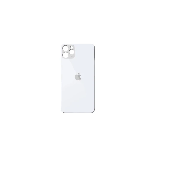 Uyumlu İphone 11 Pro Max Arka Kapak Lazer Kesim ( Pil Kapağı )  Cam -- Beyaz ürün görseli 1