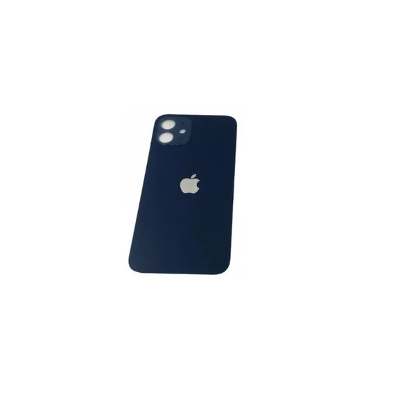 Uyumlu İphone 12 Arka Kapak Arka Kapak Lazer Kesim ( Pil Kapağı )  Cam -Mavi ürün görseli 1