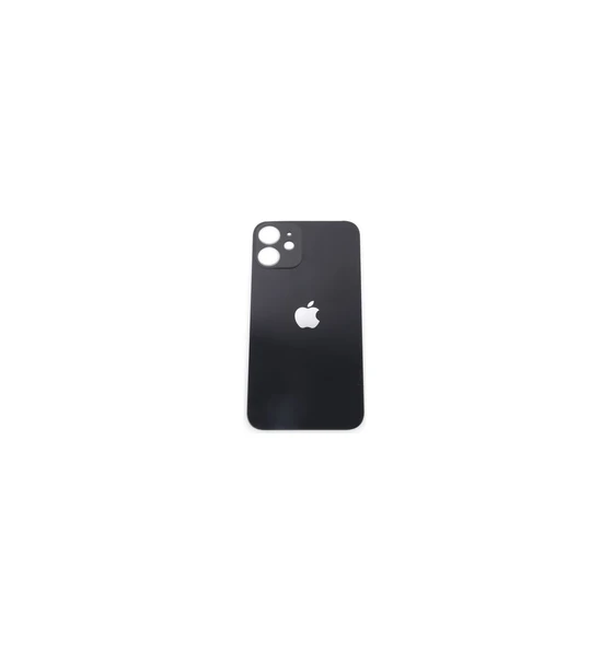 Uyumlu İphone 12 Arka Kapak Arka Kapak Lazer Kesim ( Pil Kapağı )  Cam -Siyah ürün görseli 1