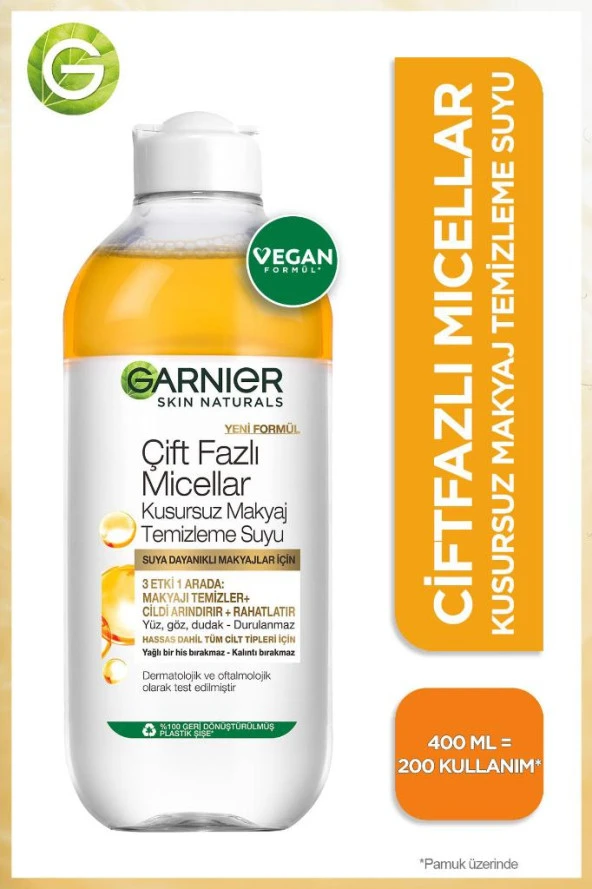 Garnier Çift Fazlı Micellar Kusursuz Makyaj Temizleme Suyu 400 Ml ürün görseli 1