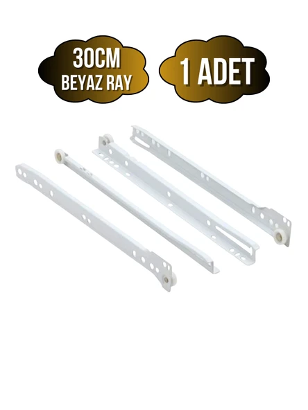 Beyaz Metal Çekmece Rayı Tekerlekli Mobilya Dolap Çekmece Rayı(BEYAZ)(TAKIM)(METAL) 30cm 30cm - 1 ADET ürün görseli 1
