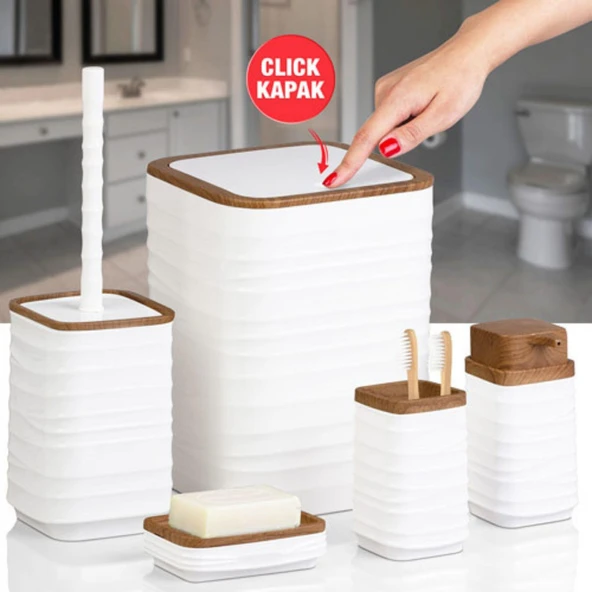 440-3B LUNA 5 LI BANYO SETI AHSAP BEYAZ ürün görseli 1