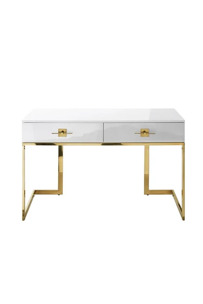 Hitit Dekorasyon Rihanna Gold Metal Beyaz Çalışma Masası ürün görseli 1