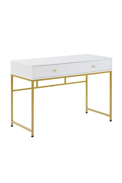 Hitit Dekorasyon Serenity Beyaz Gold Metal Çalışma Masası ürün görseli 1