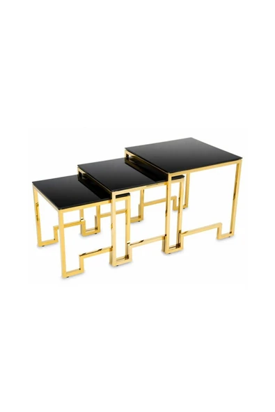 Hitit Dekorasyon Foster Gold Metal Cam Yan Sehpa ürün görseli 1