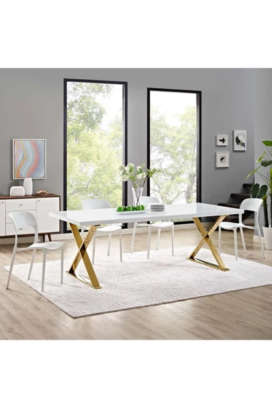 Hitit Dekorasyon Shine Gold Metal Yemek Masası ürün görseli 1