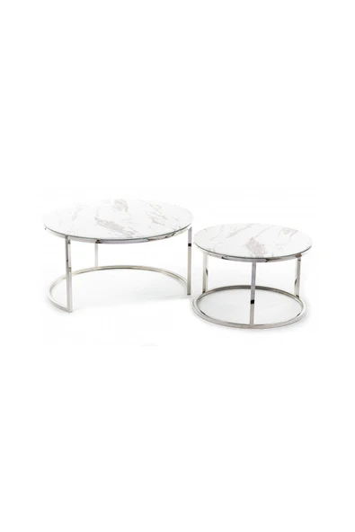 Hitit Dekorasyon Kirk Paslanmaz Metal Ikili Orta Sehpa ürün görseli 1