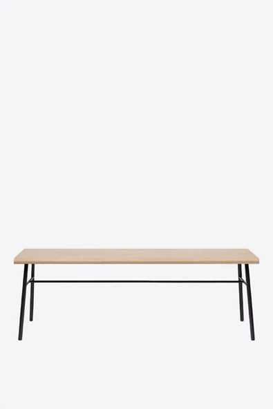 Hitit Dekorasyon Chesil Siyah Metal Ahşap Bench ürün görseli 1