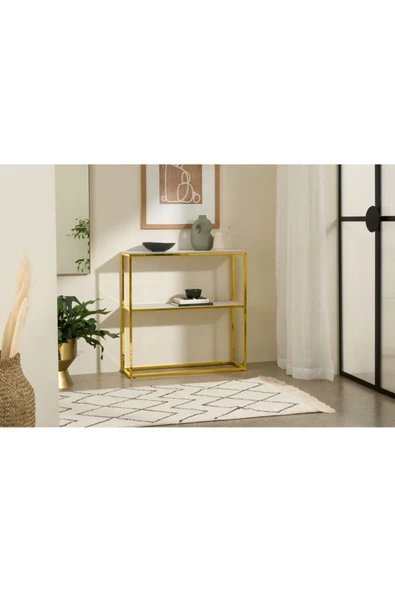 Hitit Dekorasyon Alis Gold Metal Cam Dresuar Konsol ürün görseli 1