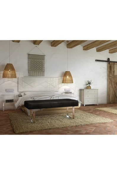Hitit Dekorasyon Amana Paslanmaz Metal Bench ürün görseli 1