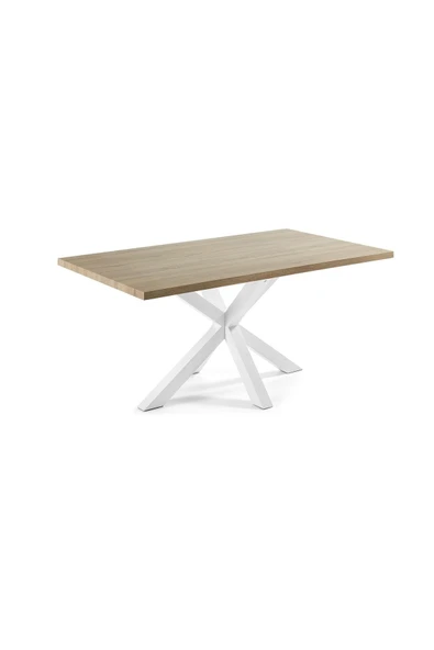 Hitit Dekorasyon Sias Metal Cam Yemek Masası Beyaz Ayak Mdf Tabla ürün görseli 1
