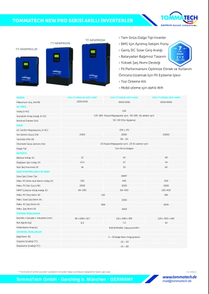 TommaTech C Pro 5K 48V 1Faz Akıllı İnverter - Resim 2
