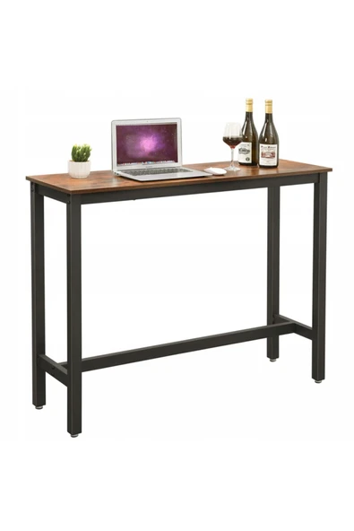 Hitit Dekorasyon Baro Siyah Metal Ahşap Yemek Masası Yüksek 100x40x90 ürün görseli 1